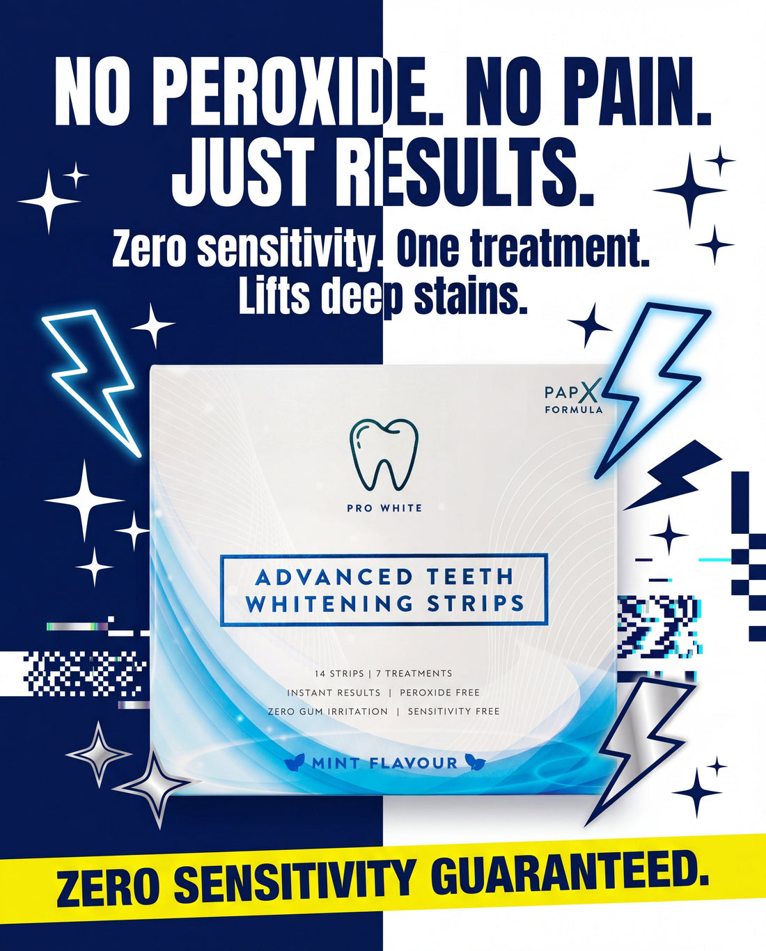 Pro White PAP-X whitening strips for yellow teeth