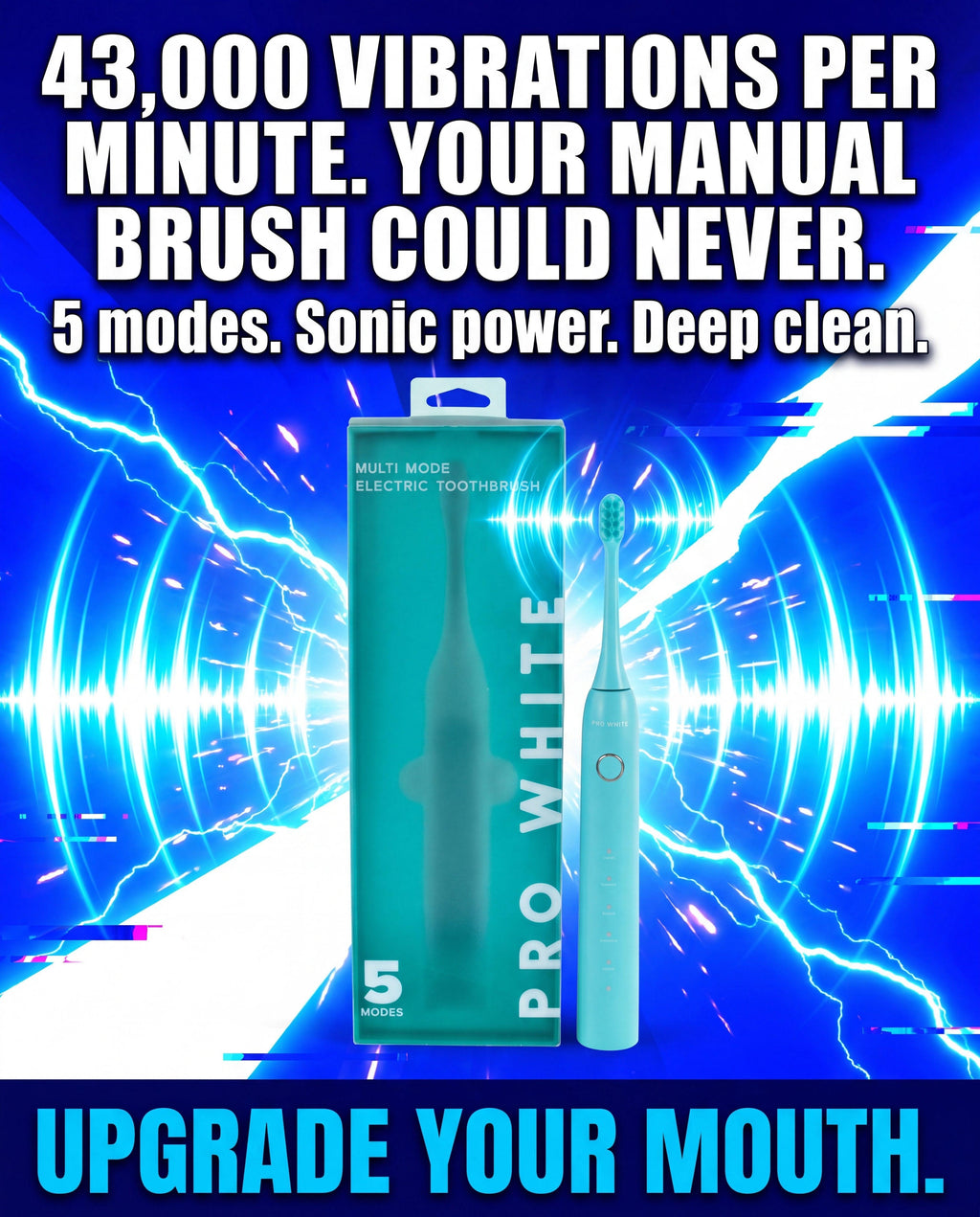 Pro White Multi-Mode Sonic Electric Toothbrush — Gen Z bold creative