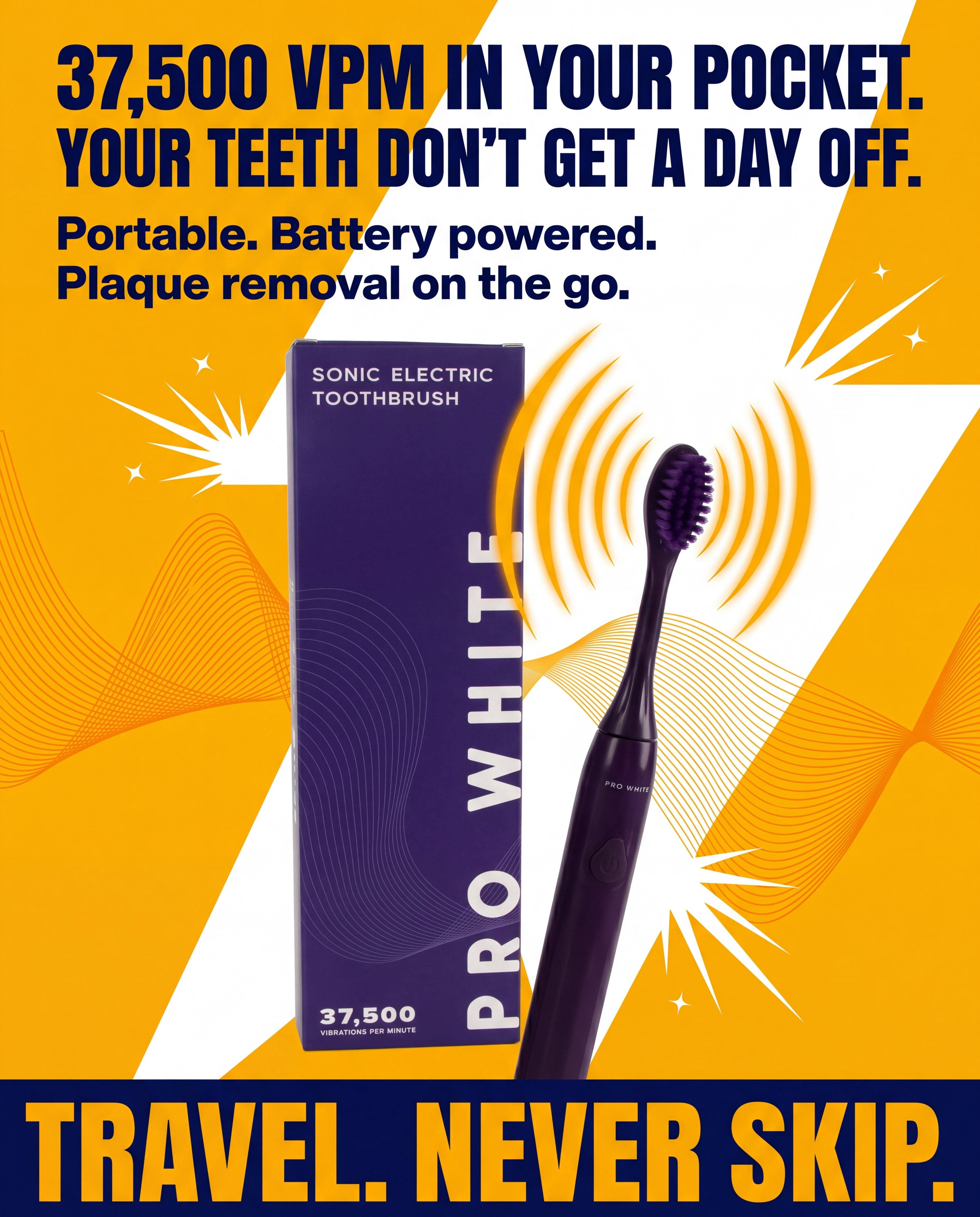 Pro White Battery Supply Electric Toothbrush — Gen Z bold creative