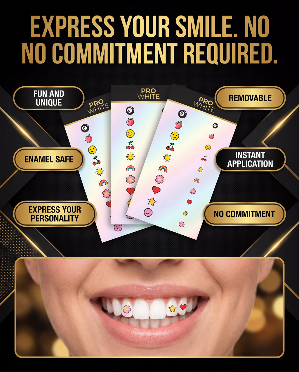 Pro White Tooth Tattoo Stickers — advertorial infographic
