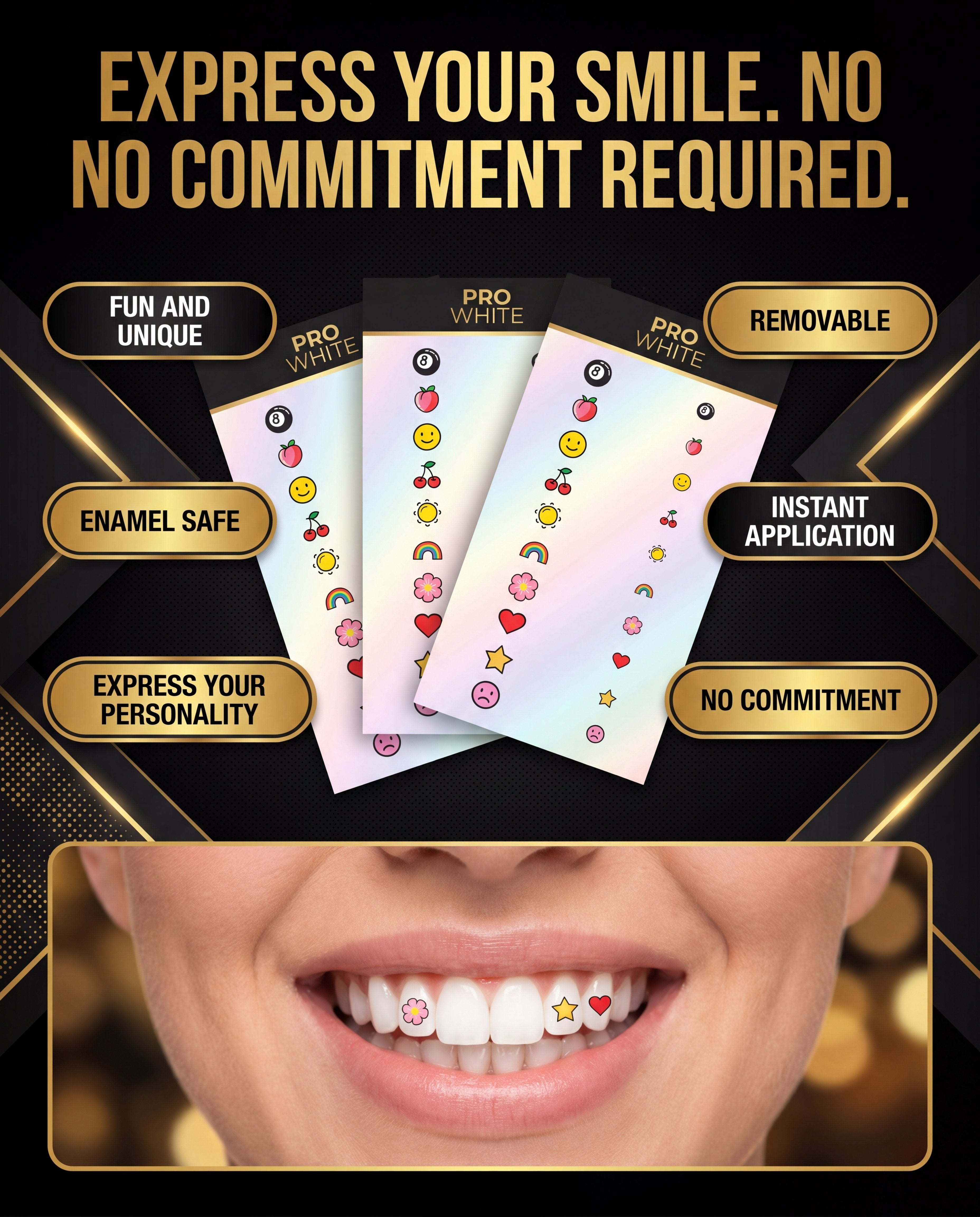 Pro White Tooth Tattoo Stickers — advertorial infographic