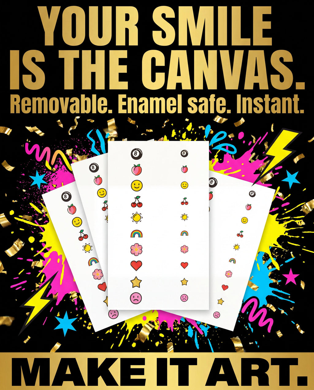 Pro White Tooth Tattoo Stickers — Gen Z bold creative