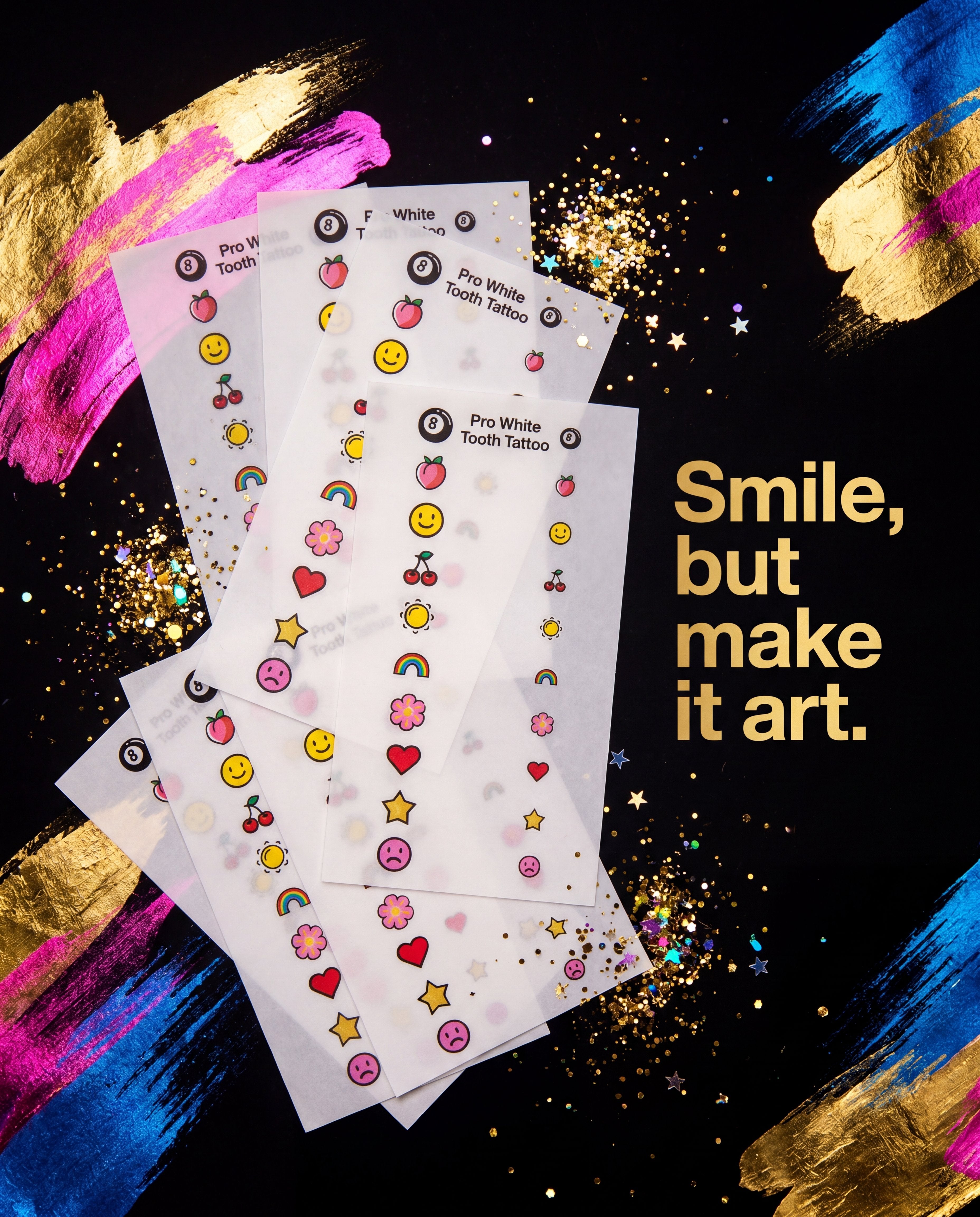Pro White Tooth Tattoo Stickers — hero editorial