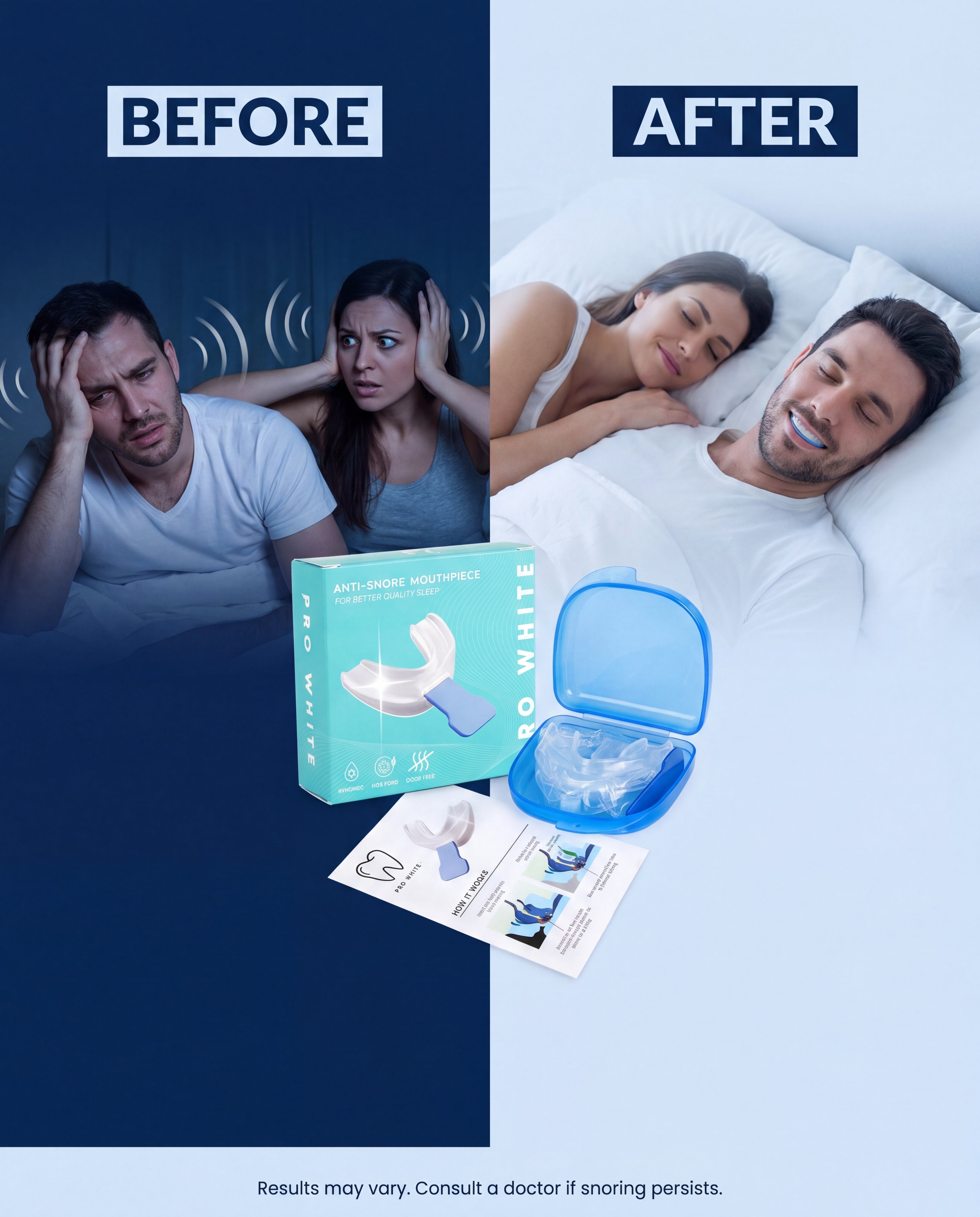 Pro White Anti Snoring Mouthpiece — lifestyle flat lay