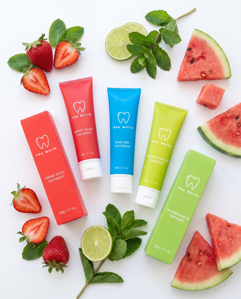 Pro White TruFlouride Flavoured Toothpaste — lifestyle flat lay