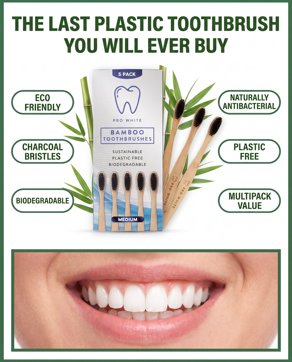 Pro White Multipack Bamboo Toothbrushes — advertorial infographic