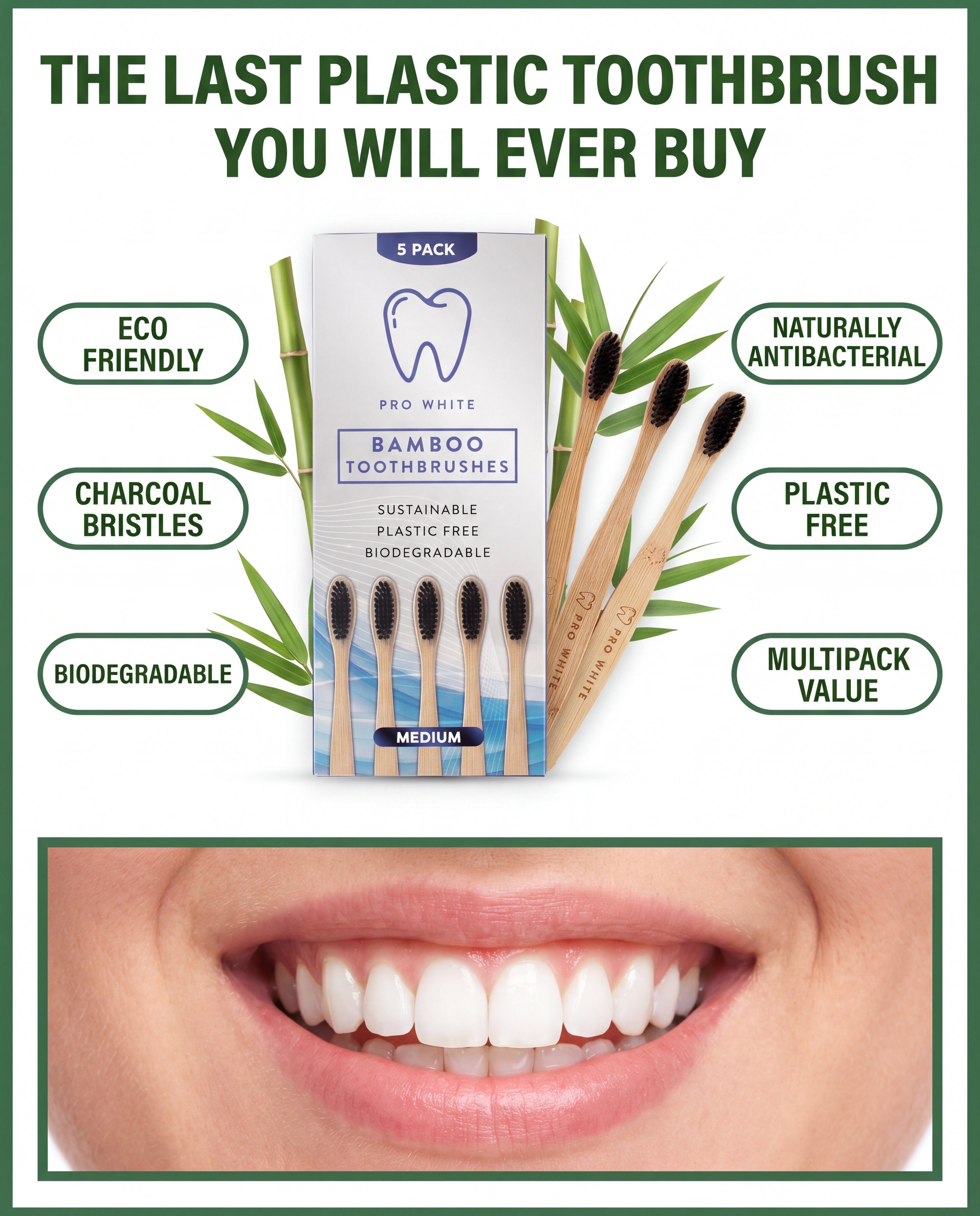 Pro White Multipack Bamboo Toothbrushes — advertorial infographic