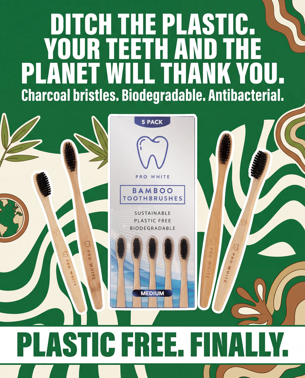 Pro White Multipack Bamboo Toothbrushes — Gen Z bold creative