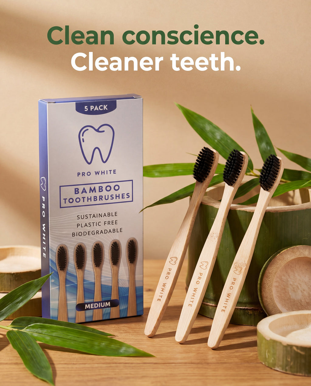 Pro White Multipack Bamboo Toothbrushes — hero editorial