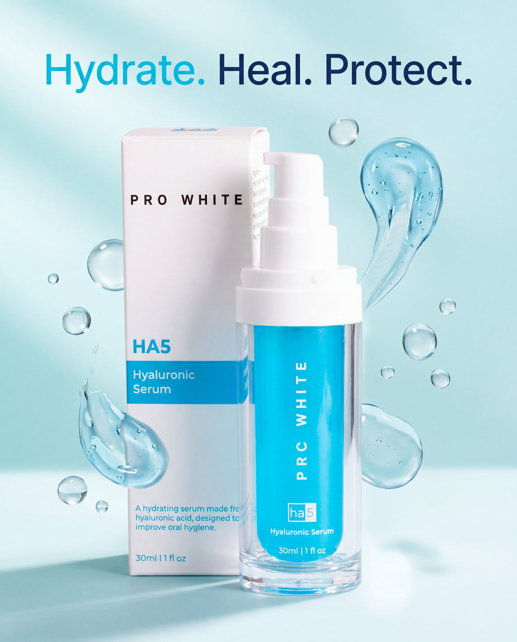 Pro White HA5 Hyaluronic Acid Serum — lifestyle flat lay