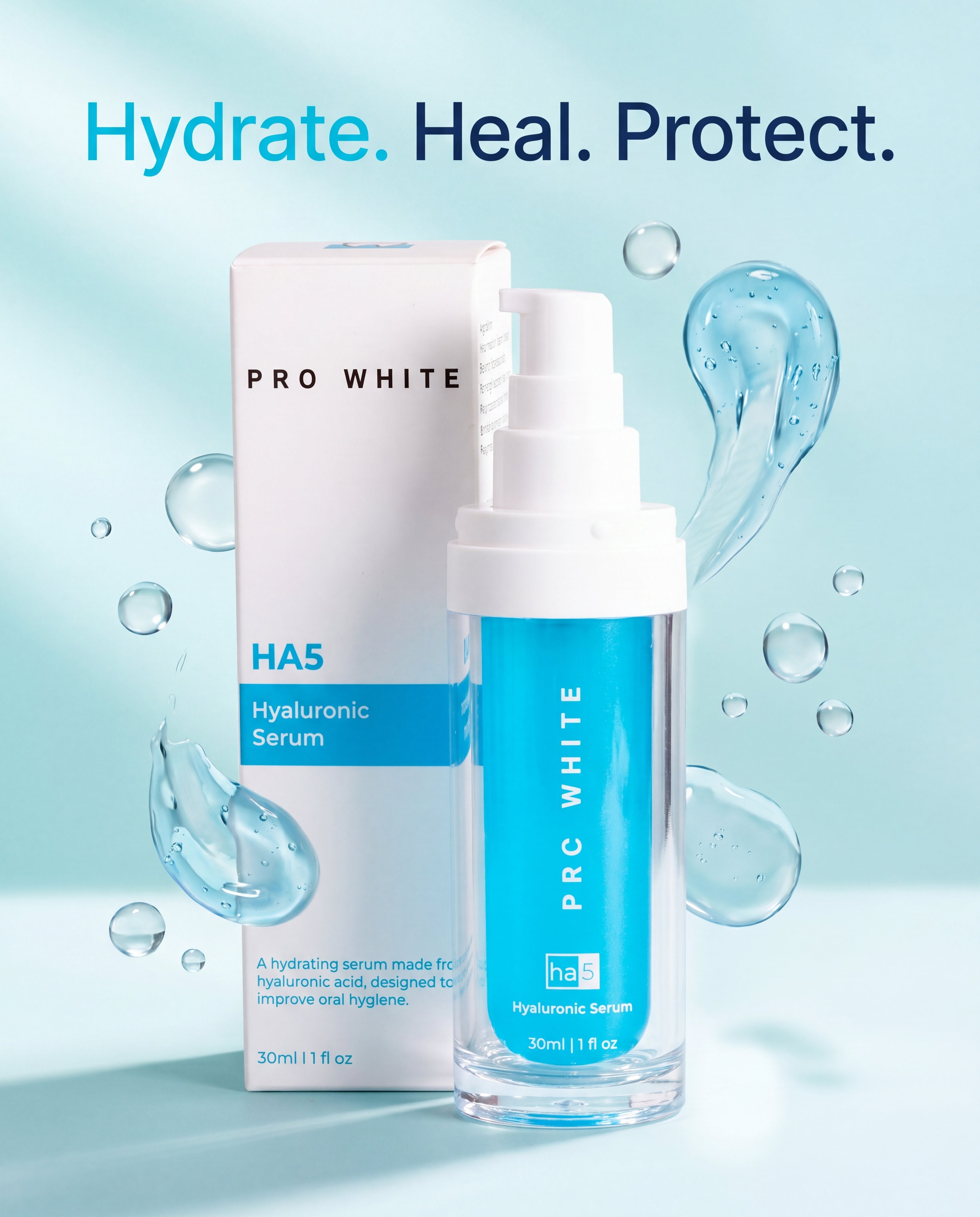 Pro White HA5 Hyaluronic Acid Serum — lifestyle flat lay