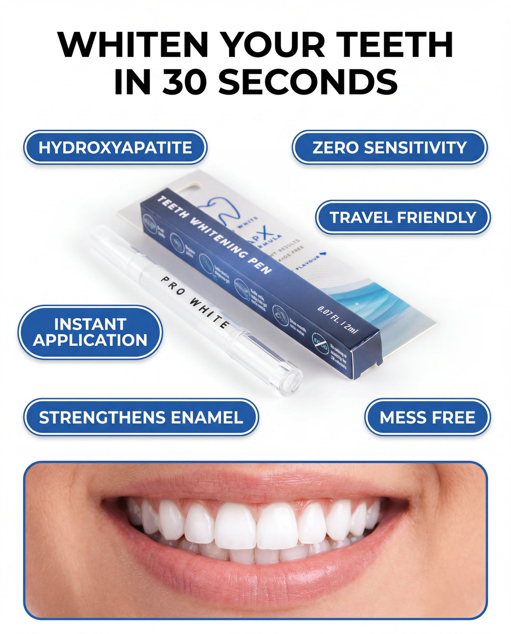 Pro White PAP-X Teeth Whitening Pen — advertorial infographic