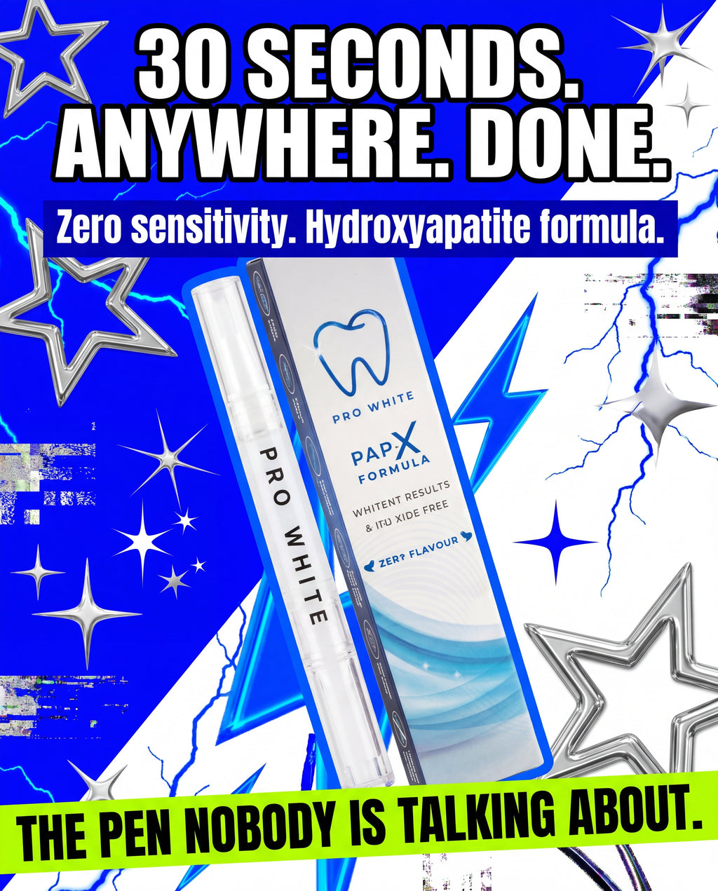 Pro White PAP-X Teeth Whitening Pen — Gen Z bold creative