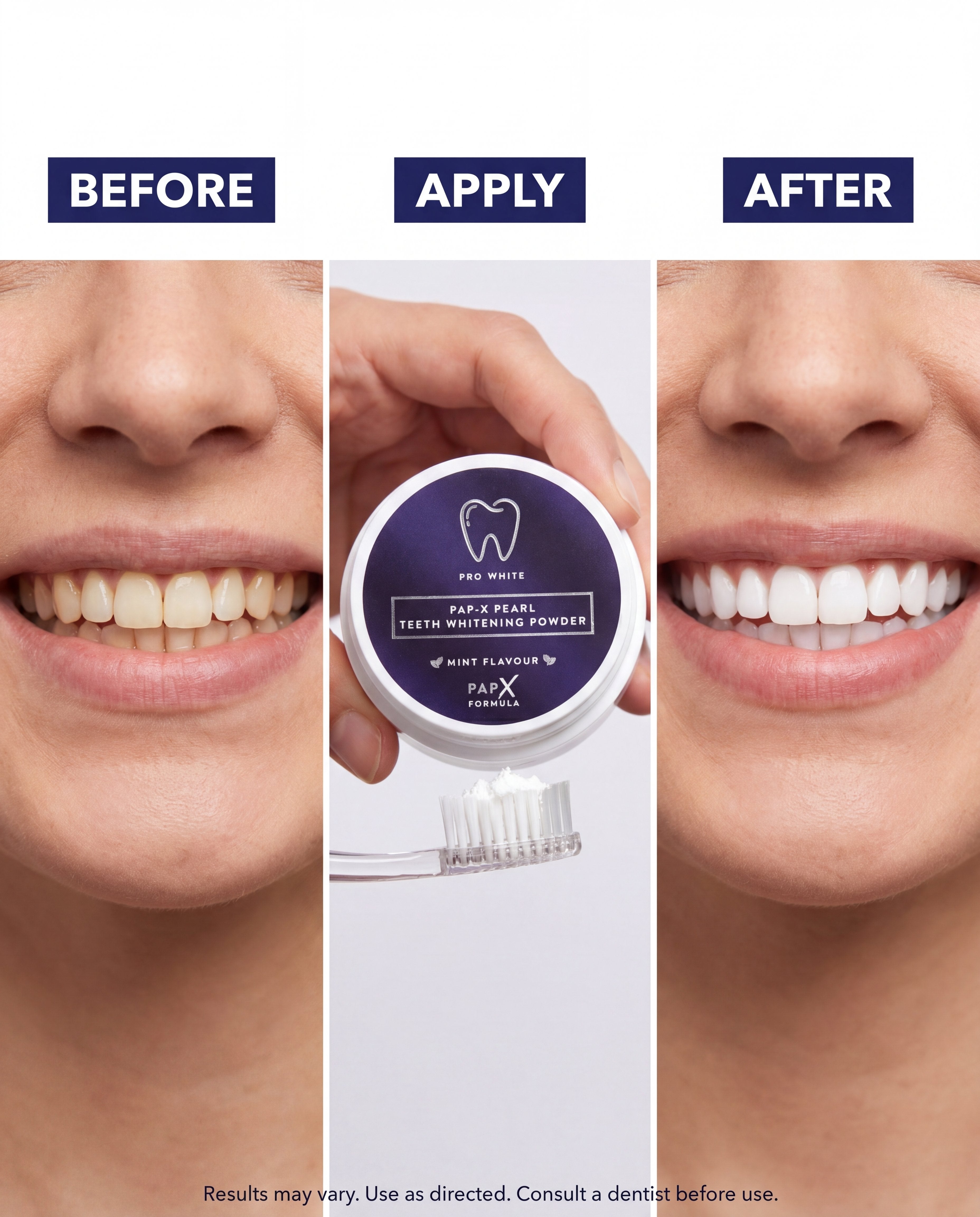 Pro White PAP-X Teeth Whitening Powder — lifestyle flat lay