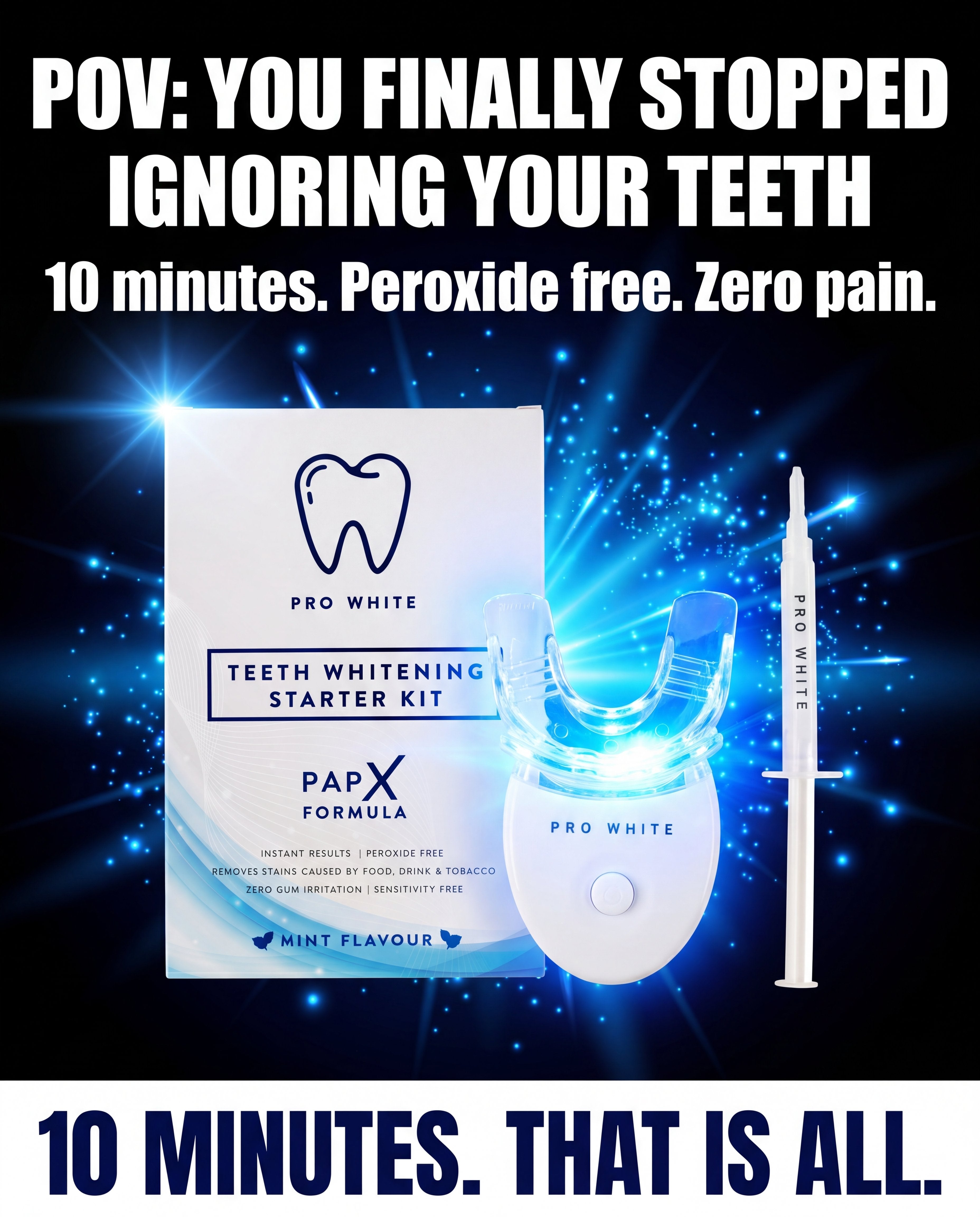 Pro White PAP-X Starter Teeth Whitening Kit — advertorial infographic