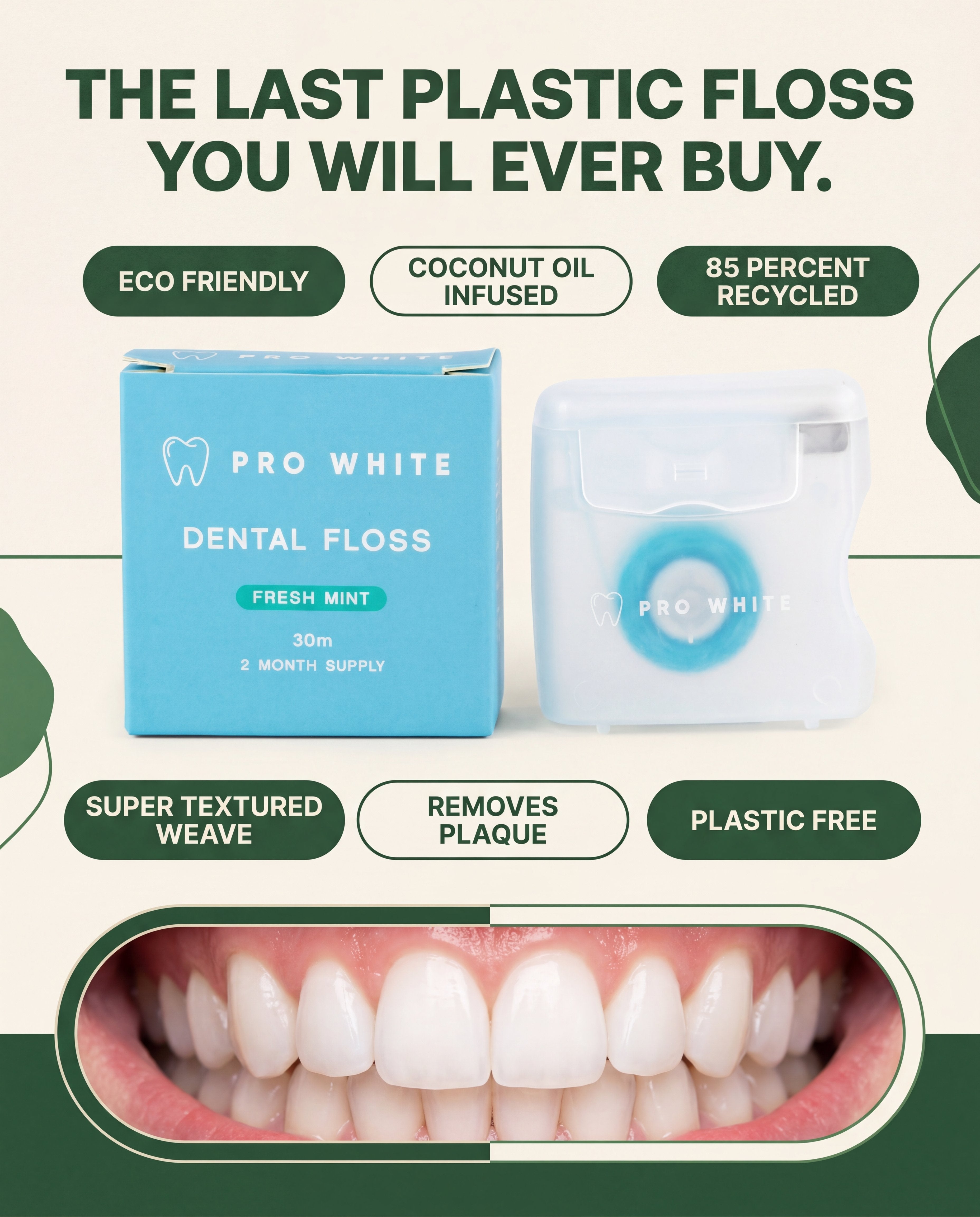Pro White Eco Dental Floss — advertorial infographic