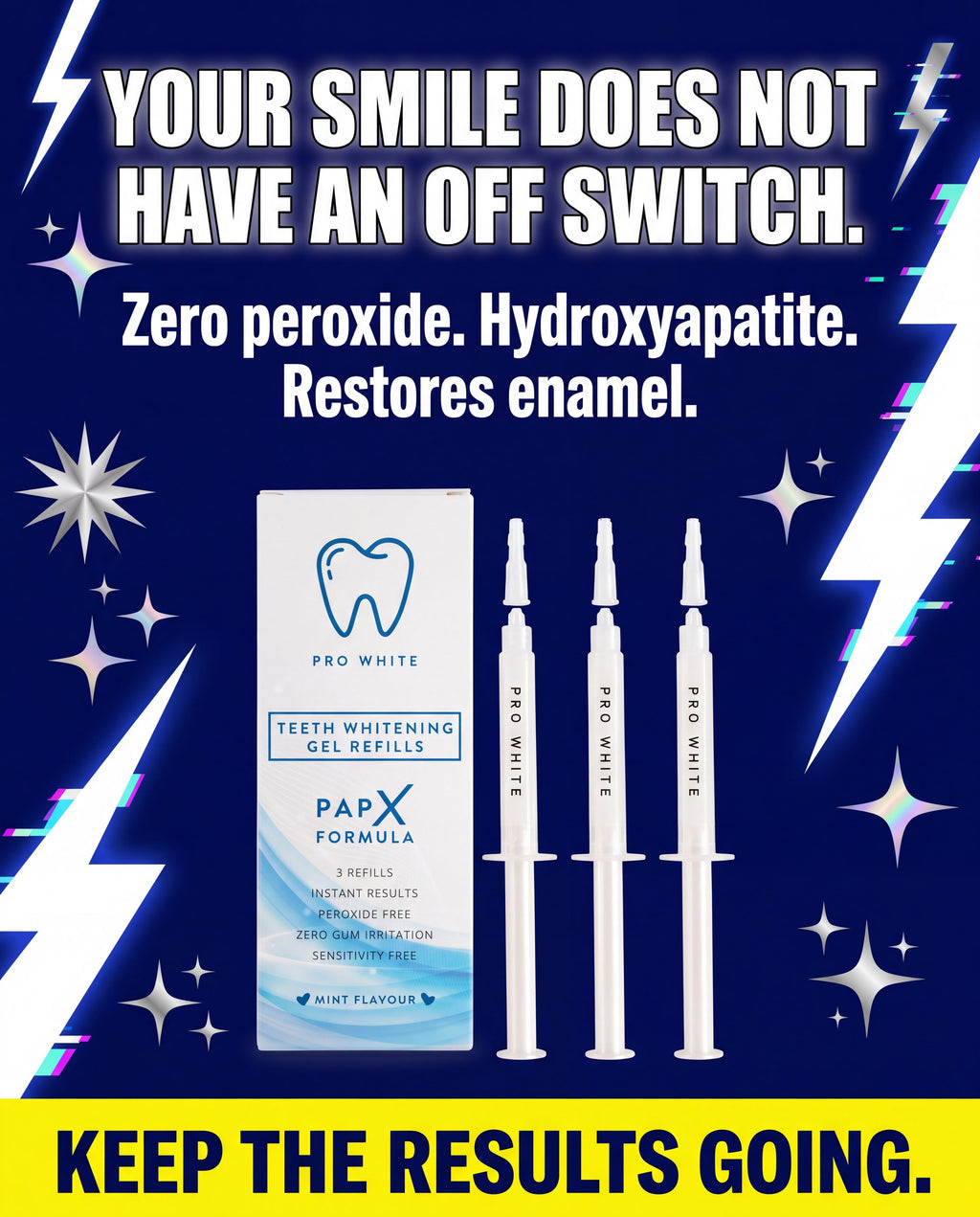 Pro White PAP-X Teeth Whitening Refills — Gen Z bold creative