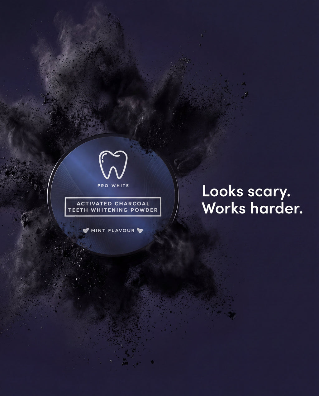 Pro White Activated Charcoal Teeth Whitening Powder — hero editorial